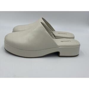 Larroude Miso Flatform Clogs Off White Ivory Leather Sz 9 Minimalist Naomi